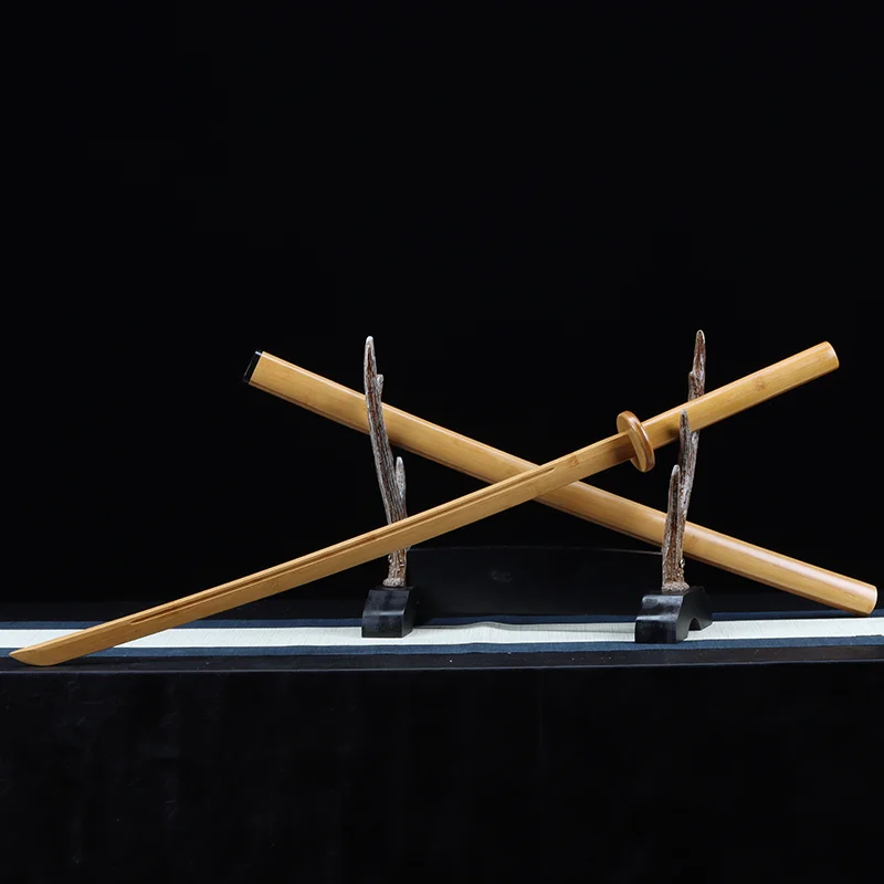 Samurai Sword Made of Solid Wood, All Bamboo, Japanese Iaido Sword for Martial Arts Training, Practice Drawing and Cutting Bamboo, with Sheath