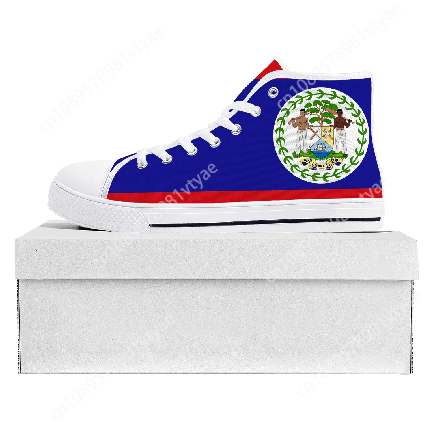 

Belizean Flag High Top High Quality Sneakers Mens Womens Teenager Canvas Sneaker Belize Casual Couple Shoes Custom Shoe