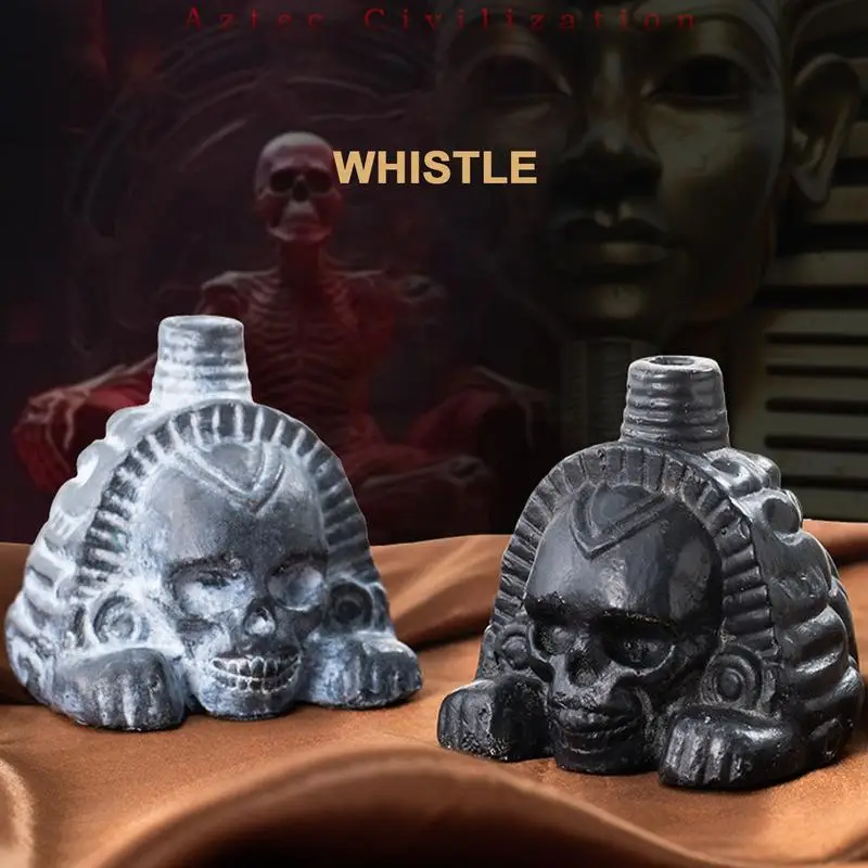 Aztec Death Whistle Skull Weird Sound Scream Ocarinas Trick Novelty Toy Skeleton Head Halloween Party Supplies Outdoor Whistle