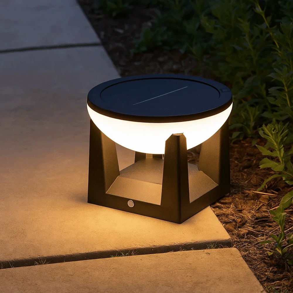 

Waterproof Solar Post Cap Light Solar Powered 3 Color Outdoor Solar Post Light Atmosphere Circular Outdoor Column Lamp