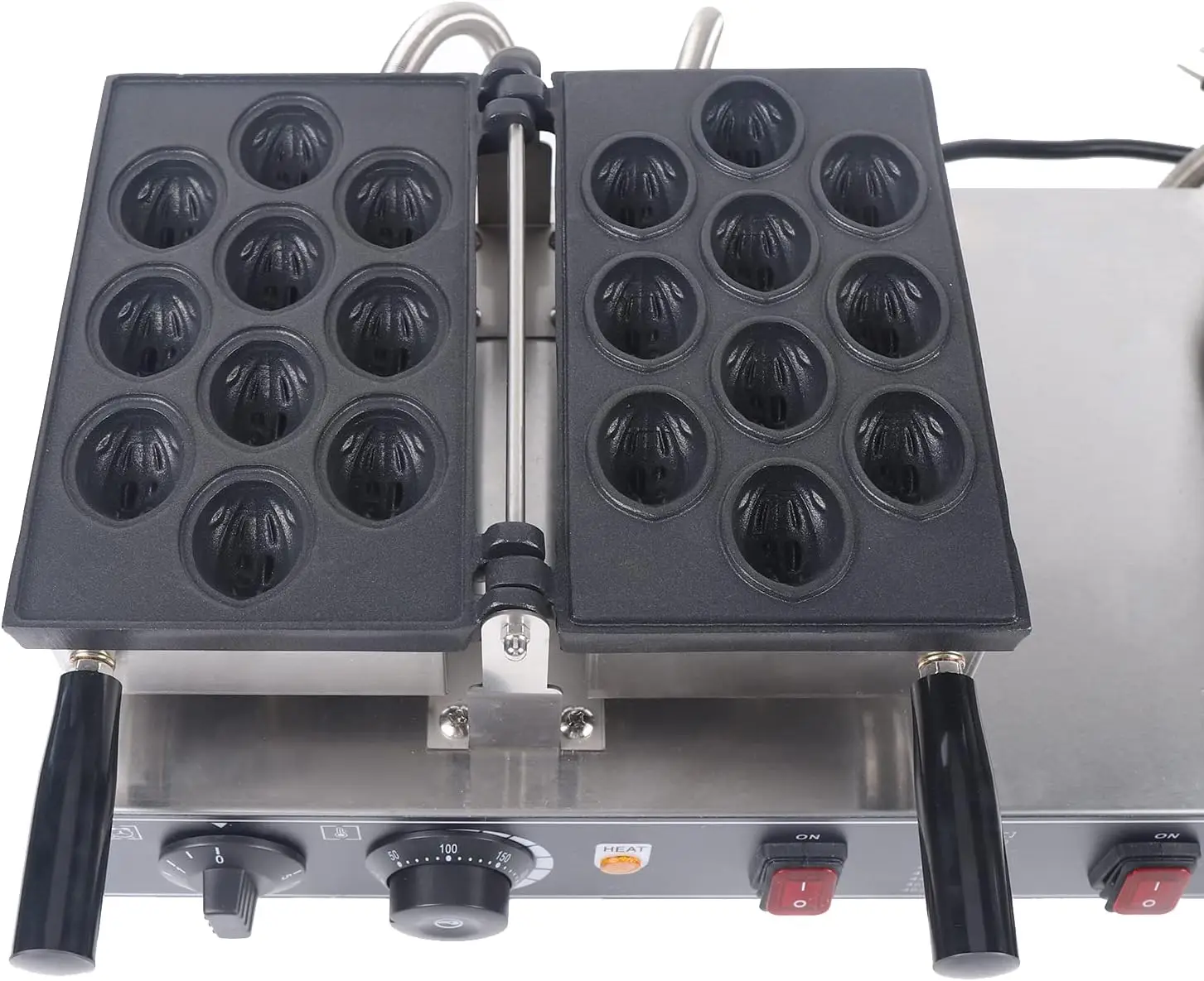 Máquina eléctrica para hacer pasteles de nueces, tostadora de 1500W, horno para hornear desayuno con Control de temperatura, capacidad de 20 piezas, gofres de nueces eléctricos