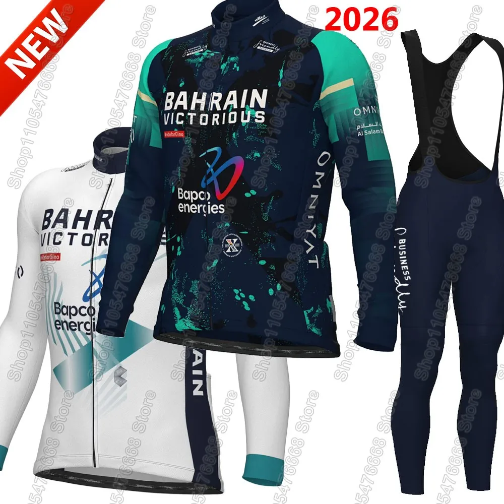 Bahrain Victorious 2026 Team Radsport-Trikot-Set Sommer-Winter-Bekleidung Langarm MTB Bike Rennrad-Hose Trägerhose Ropa Ciclismo