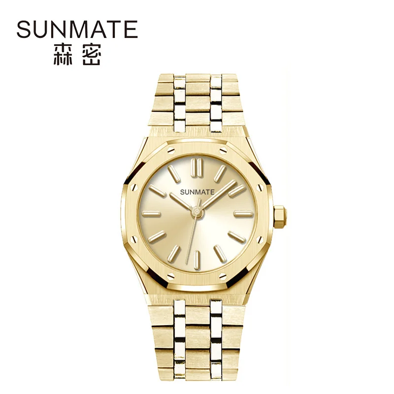 

SUNMATE Женские классические светящиеся наручные часы из нержавеющей стали, легко читаемые время, стильные женские часы, поставляются в коробке для часов