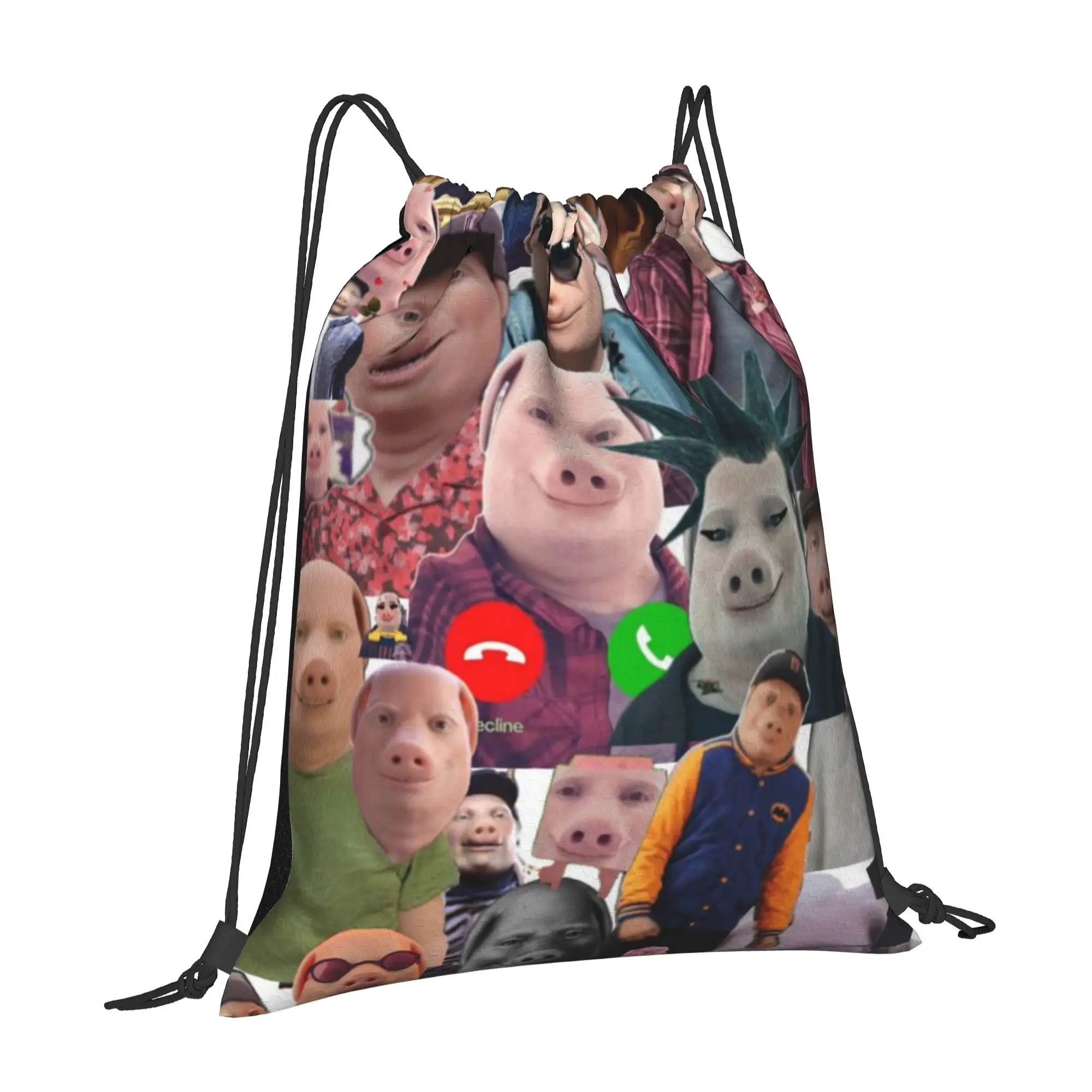 john pork is calling John Pork Multi-function Pocket Men Women Storage Backpack Teenager Travel Bag Print Drawstring Bags