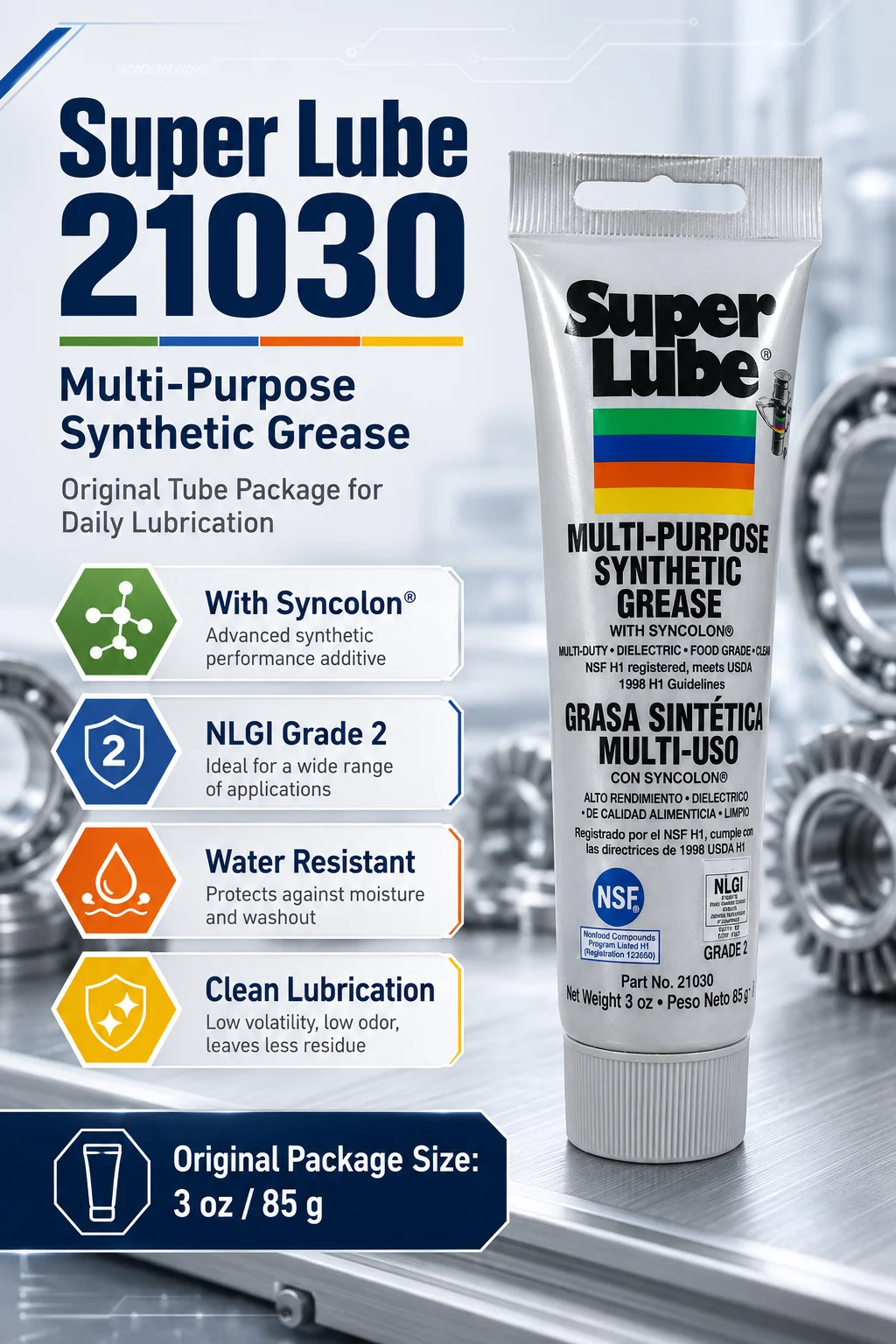 Super Lube 21030 Schmierfett 20g 50g 85g Synthetisches Schmiermittel Wasserdicht Hochtemperatur Getriebe- und Lageröl Glatt Langanhaltend – Detail 1