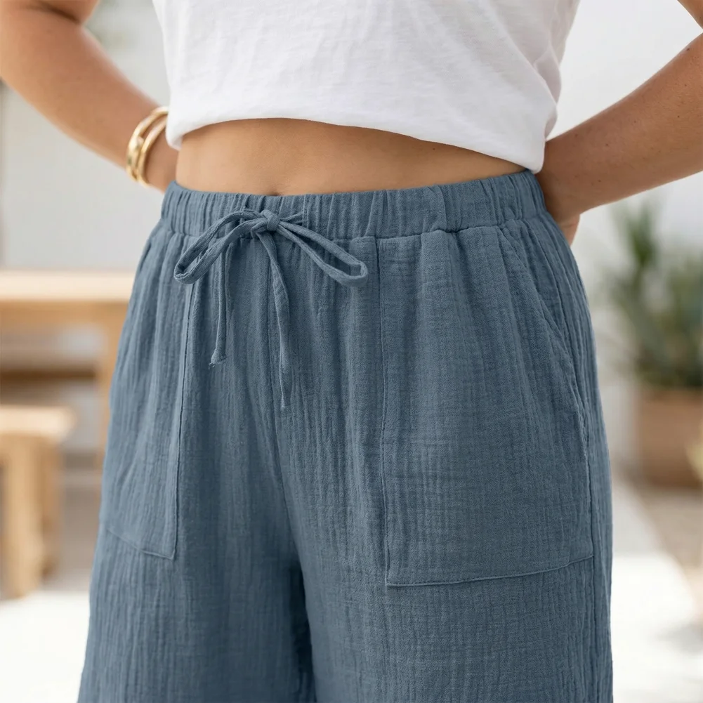 

Women Shorts Women’s Knee Length Shorts with Pockets High Waisted Relaxed Fit Summer Shorts Baggy Lounge Wear for Warm Weather