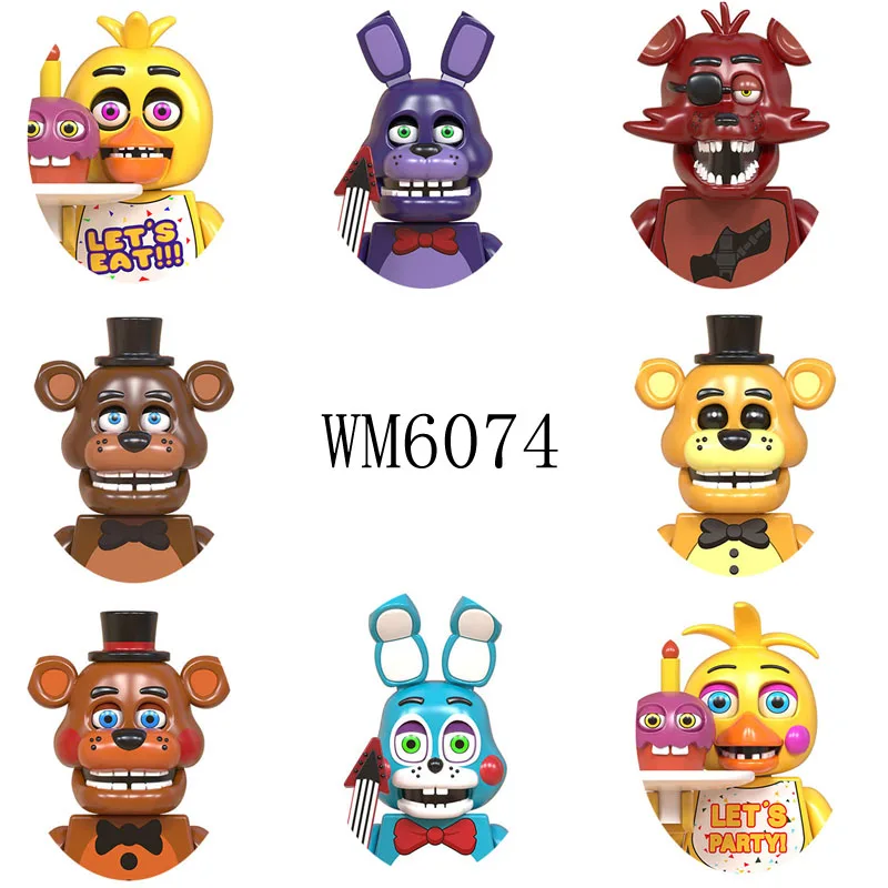 

Cartoon FNAF WM6074 Five Nights At Freddys Building Blocks Bricks Dolls Mini Action Toy Figures Assemble Holiday Gifts