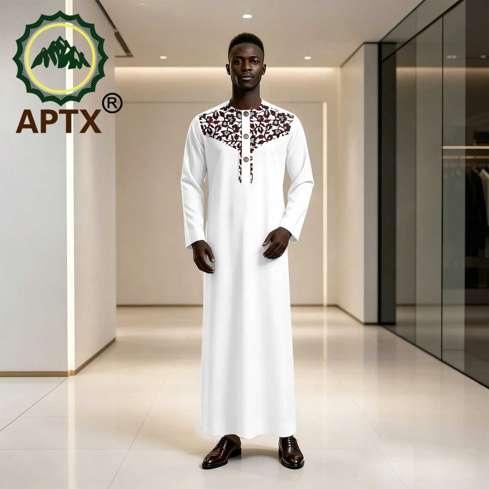 African Man Attire Ankara Print Long Robe Stand Collar Long Sleeve Kaftan Formal Party Muslim Abaya Men's Traditional 2612003
