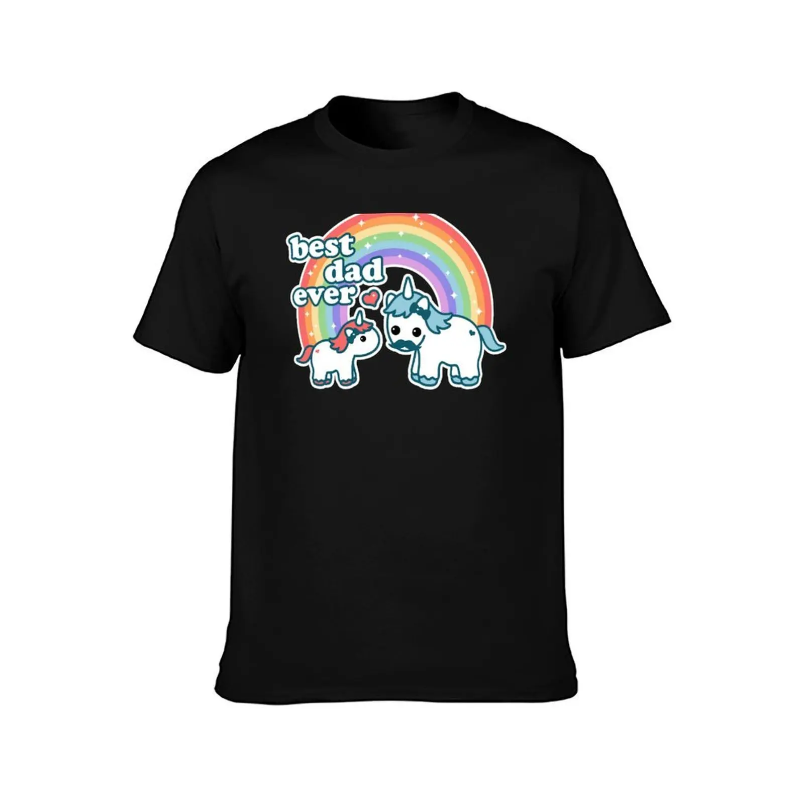 Best Unicorn Dad T-Shirt, Summer Casual Cotton Tee, Oversized Streetwear Tops, Vintage Graphic Print, Loose Fit Short Sleeve
