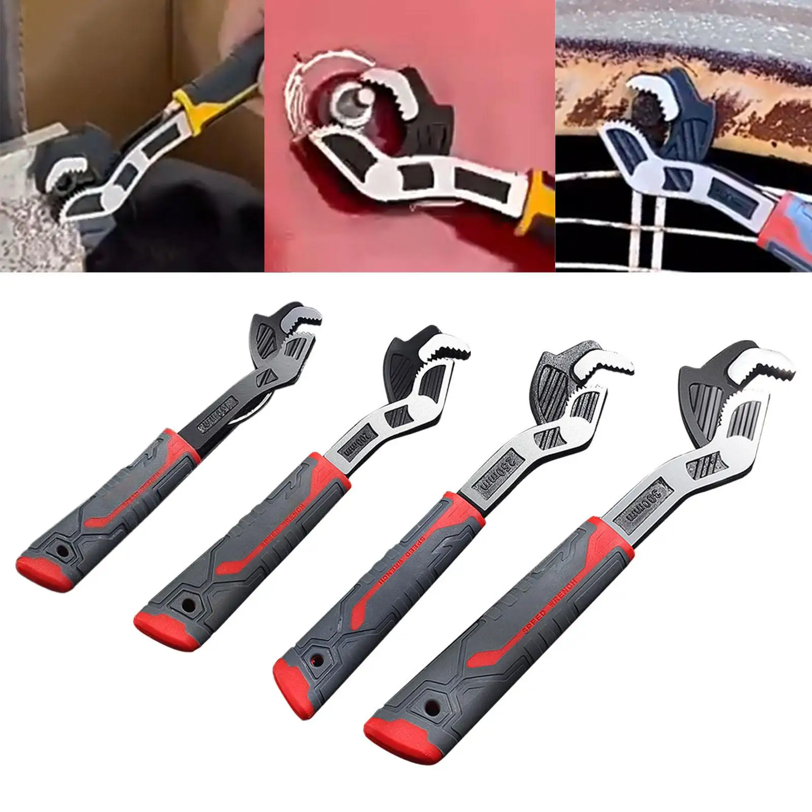 Self Adjustable Pipe Wrench Plumbing Wrench Tool Anti Slip Handle Heavy Duty Universal for Automobiles Tractors Practical