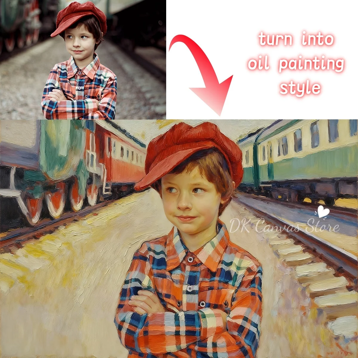 Personalized Custom Oil Painting Style Canvas Printing Customized Your Picture for Portrait Family Pets Wedding Home Decor