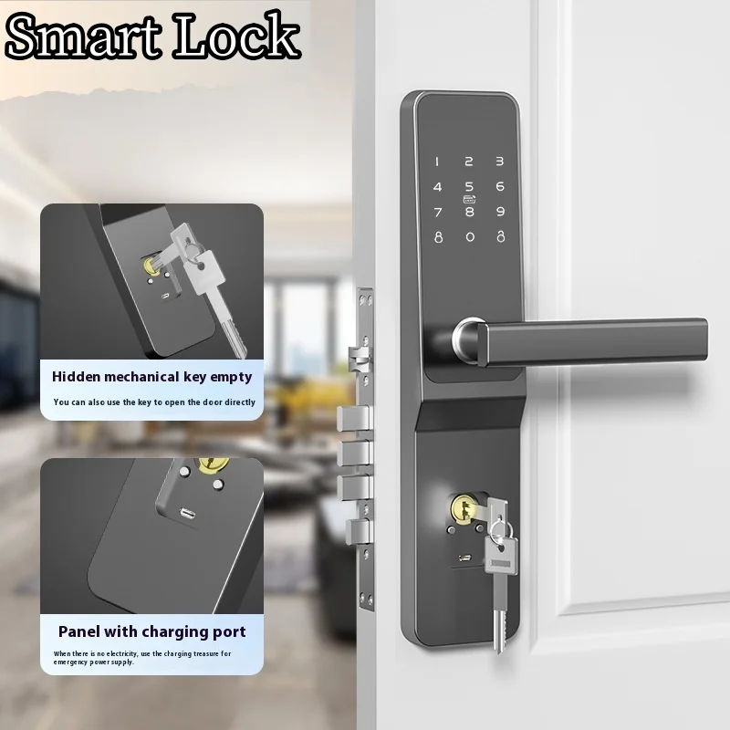 Smart Door Lock Anti Theft Door Electronic Lock Rental House Hotel with IC Card Remote APP Apartment Password Lock with Key