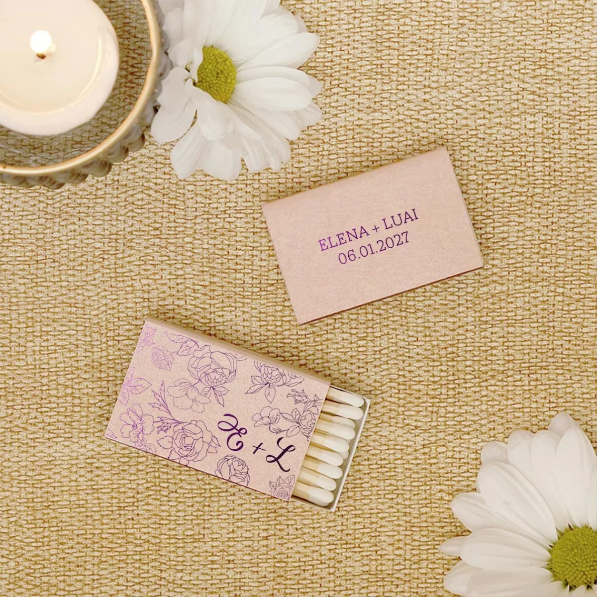 

Custom Floral Wedding Matchboxes - Bespoke Custom Wedding Favors, Wedding Matches, Wedding Decor, Personalized Matches, Party De