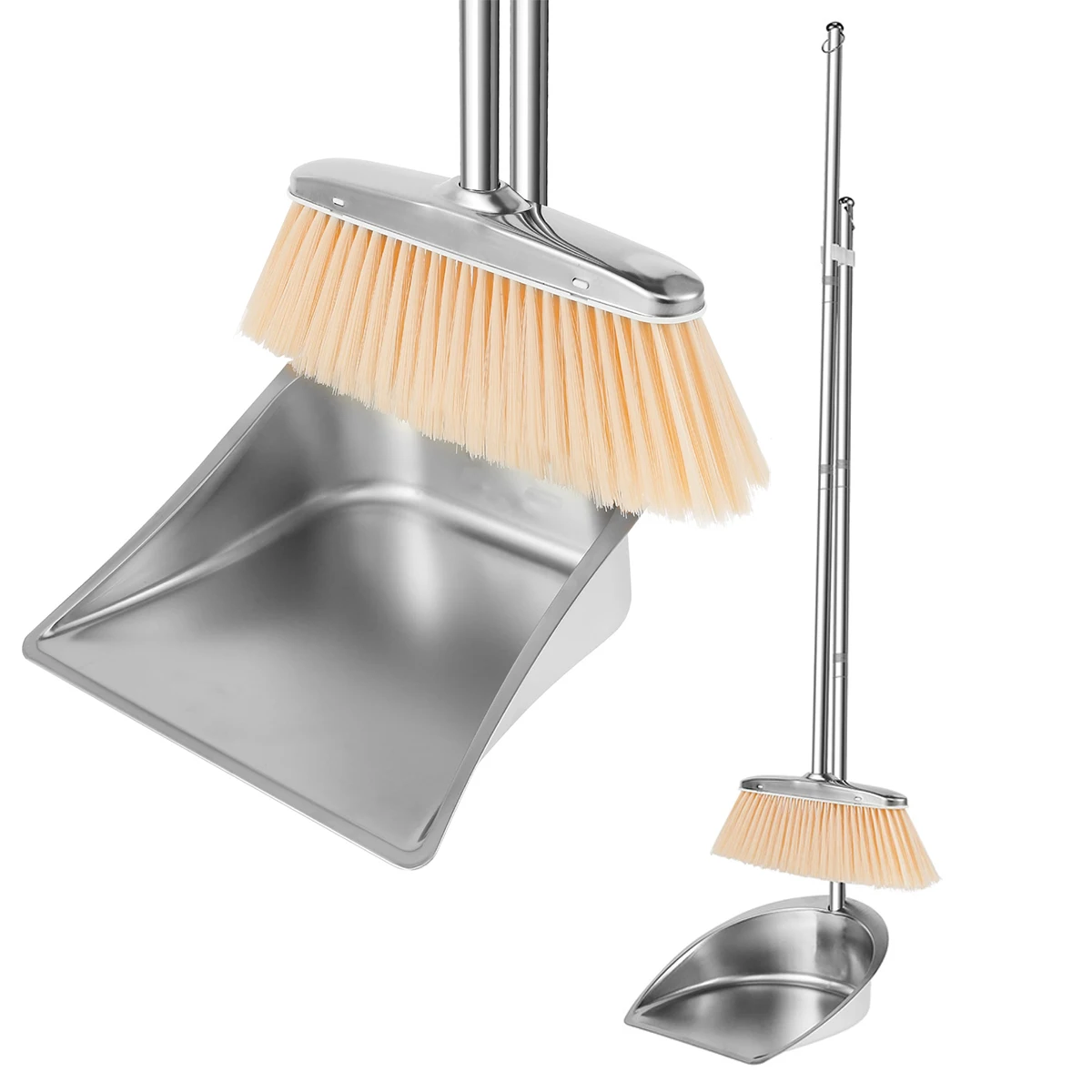 Stainless Steel Broom and Dustpan Set Home Sweeping and Cleaning Tools Home Accessories Thickened and Durable