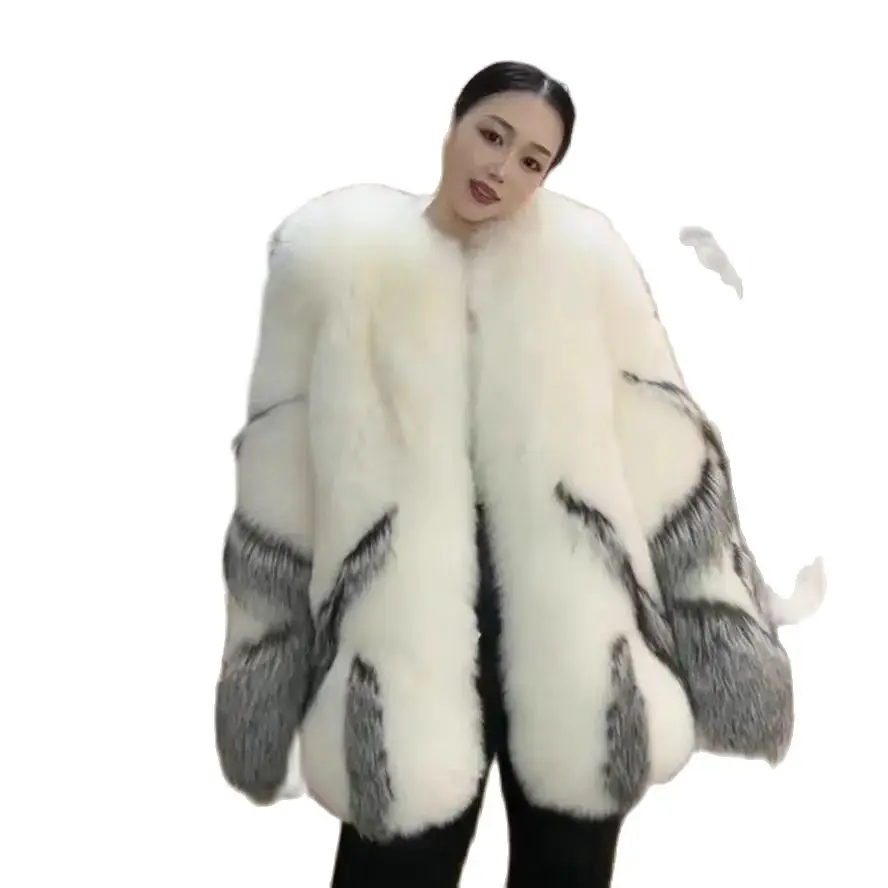 Natural real fox fur hooded short women's coat Winter fashion warm coat Luxury real raccoon jacket