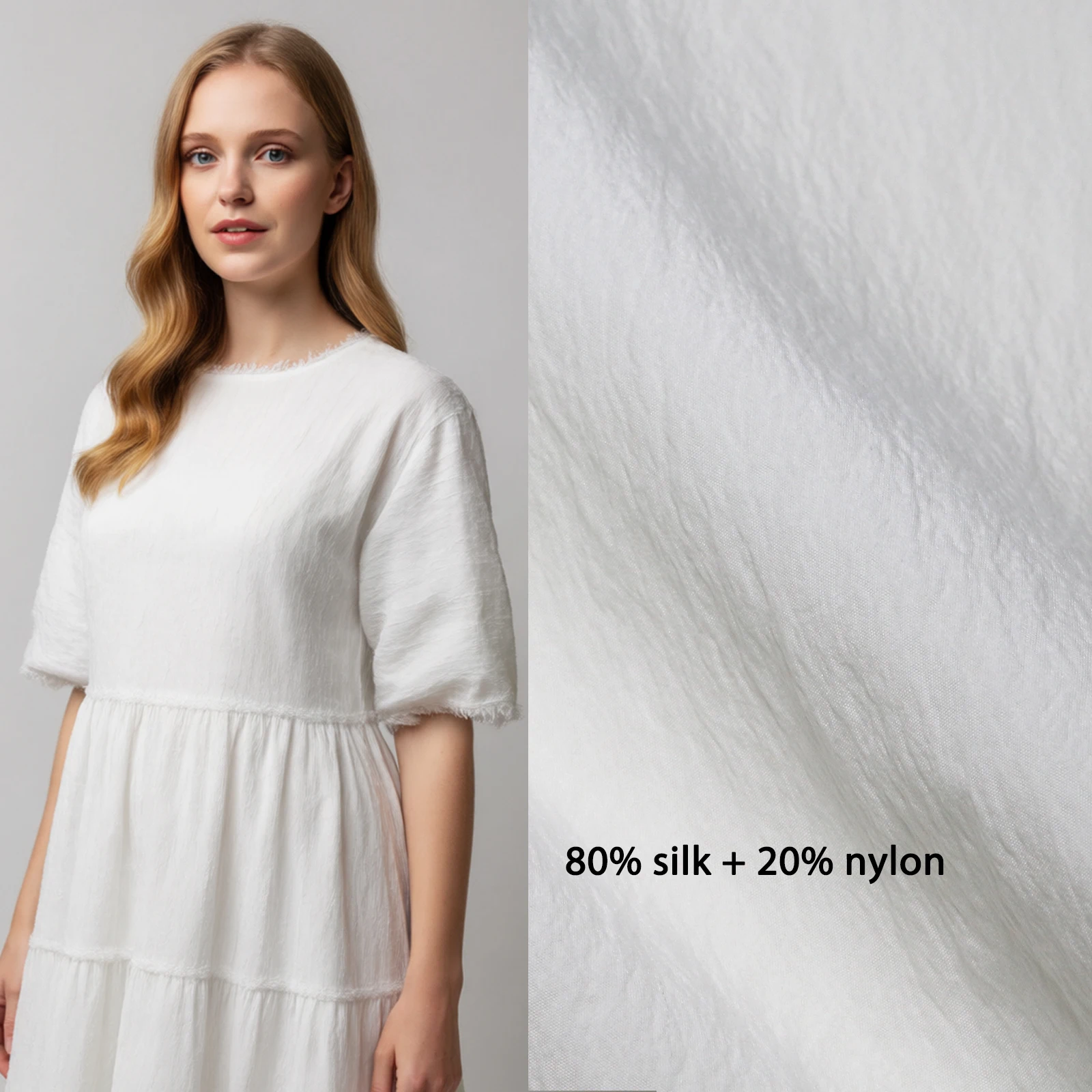 

18MM 80% Mulberry Silk 20% Nylon Fabric Width 136cm Plain Dyed Crepe Fabrics For Wedding DIY Dress Shirt Pajamas Clothing