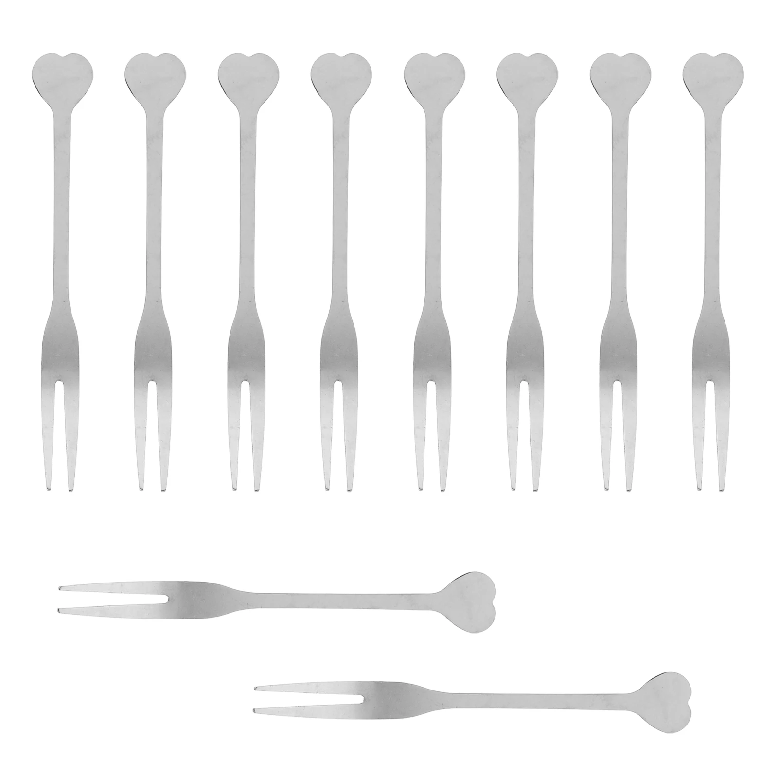 

10 Pcs Love Fruit Fork Fruits Picks Reusable Forks Party Seafood Stainless Steel