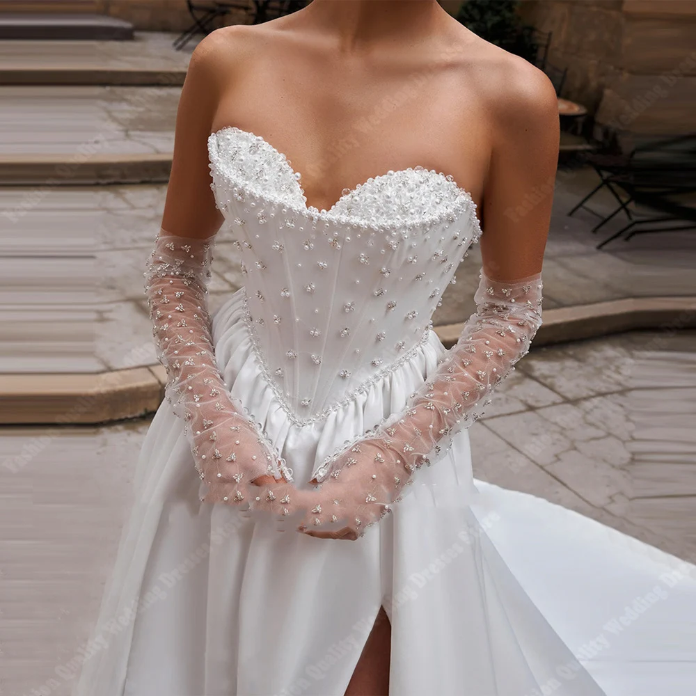 2025, bezaubernde A-Linie-Hochzeitskleider für Damen, elegante, ärmellose Brautkleider, Prinzessin ohne Handschuhe, Vestidos de Novias, individuell gestaltet