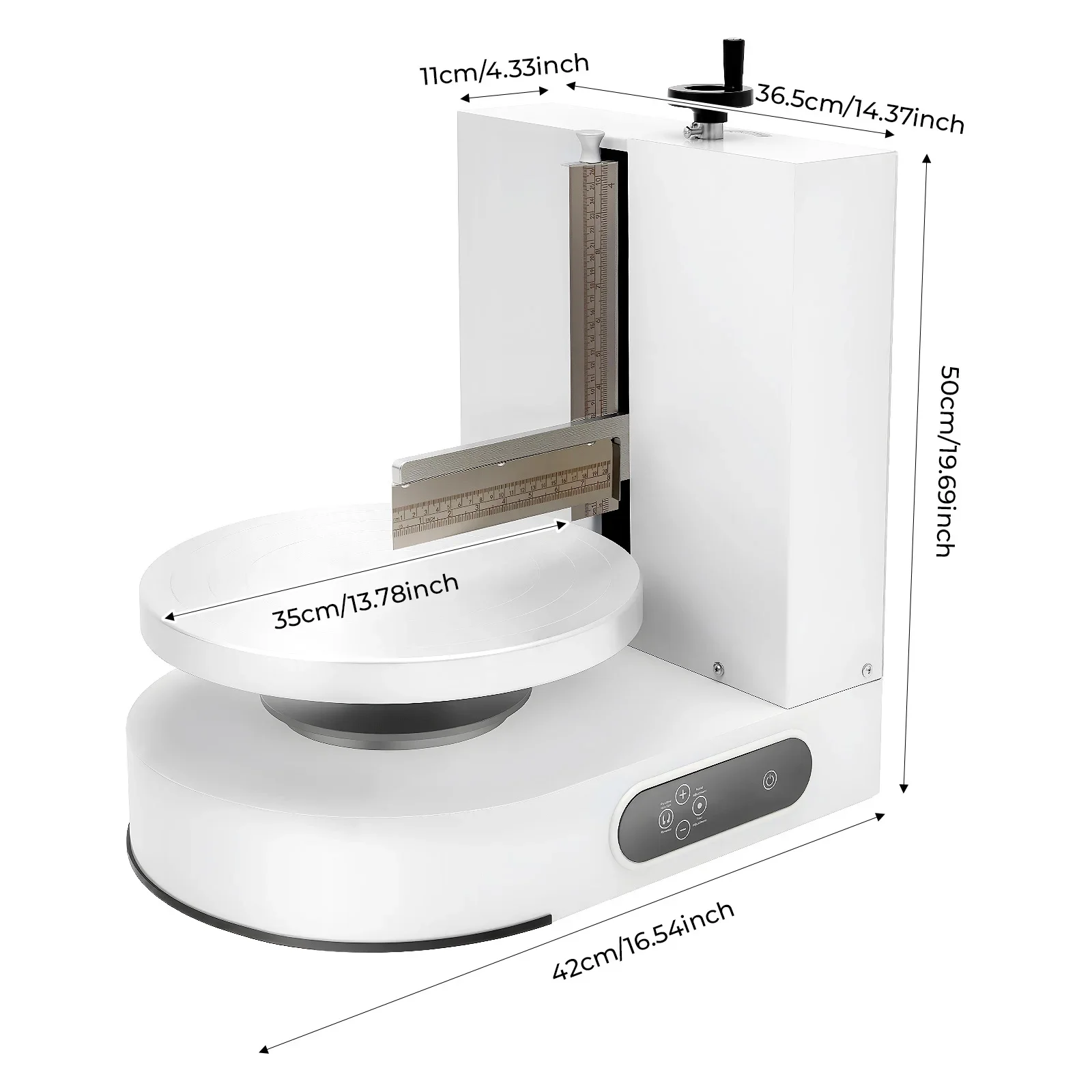 200W Automatic Cake Cream Spreading Machine 60-320rpm Rotating Speed with LCD Display for 4-12 inch Cakes (White)