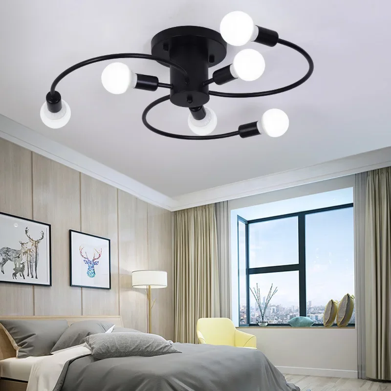 Indoor Ceiling Light with 6-head Spiral LED Iron Art Lamp, Bedroom, Guest Room, Exhibition Hall Ceiling Light