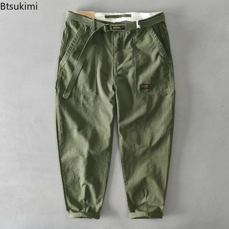 

New Men's Spring Autumn100% Cotton Cargo Pants Casual Big Pocket Baggy Trousers Fashion Harajuku Streetwear Male Joggers Pants