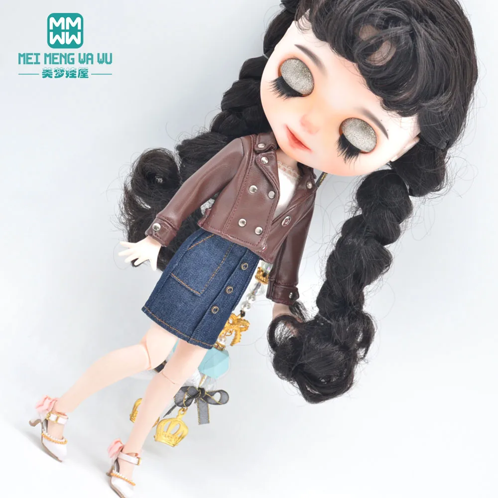 

mini Toys Stylish leather jackets for 28cm Blyth OB22 OB24 Doll Accessories Gift