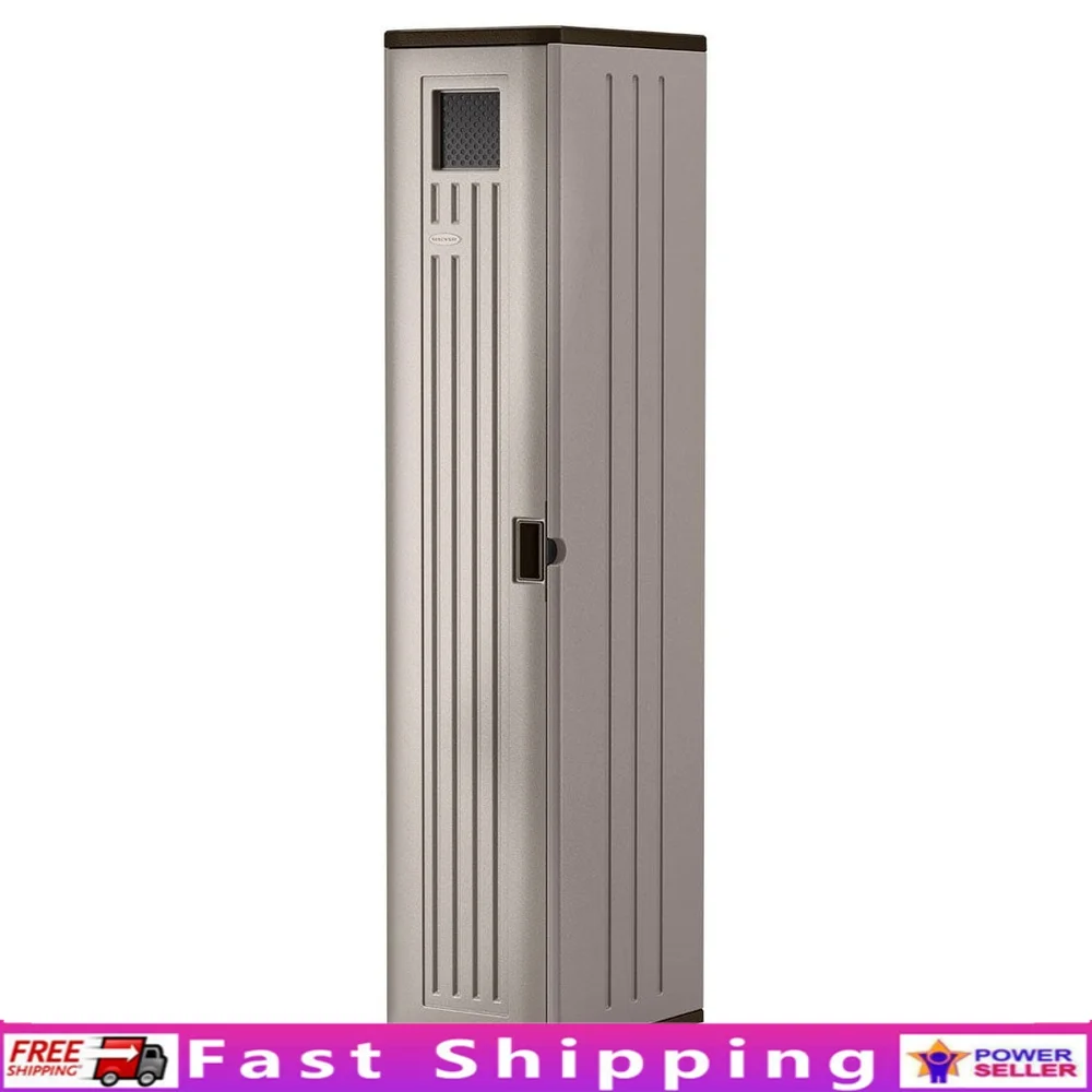

72 Inch Resin Outdoor Storage Cabinet with 3 Adjustable Metal Shelves Lockable Design Lawn Tools Gardening Accessories Easy