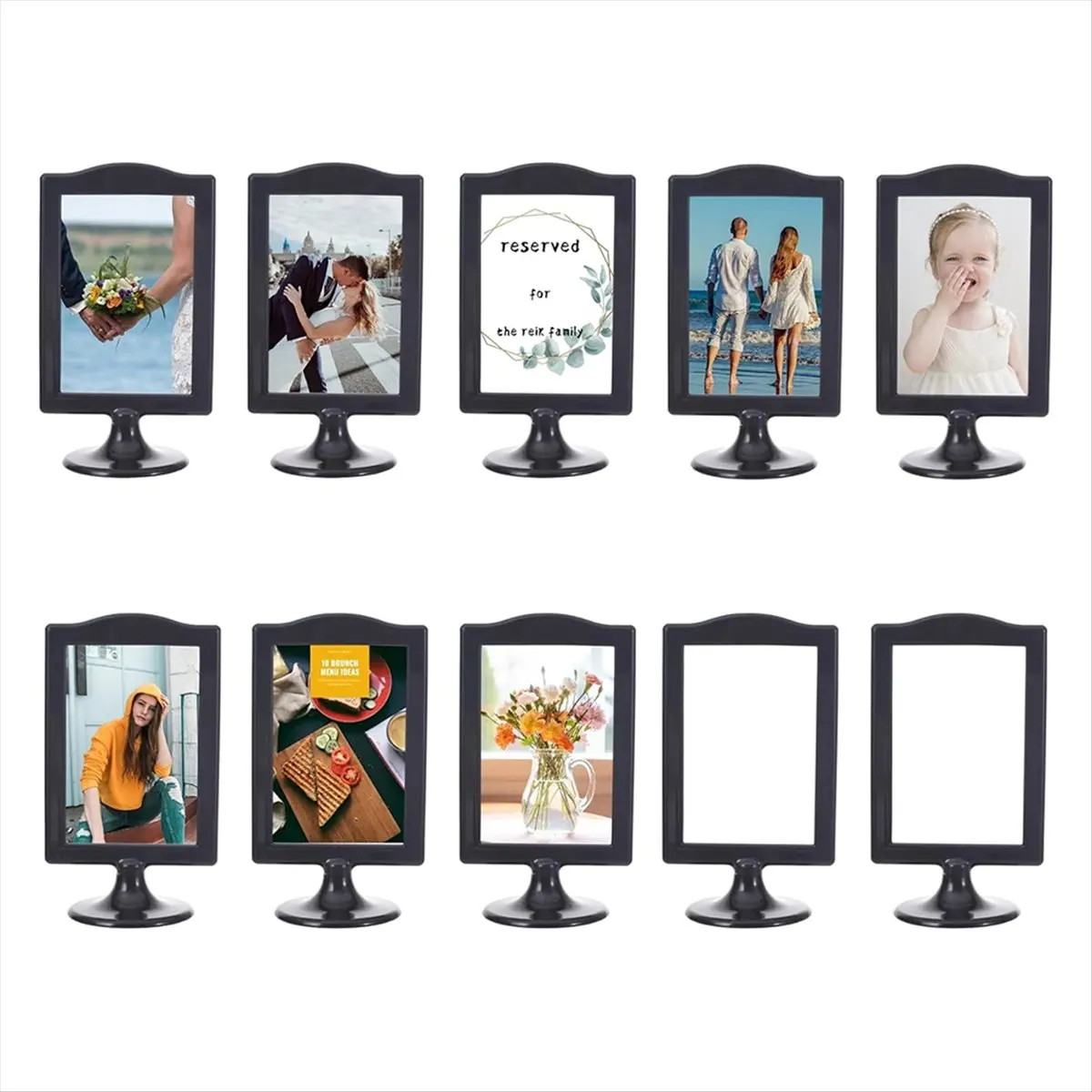 2026 Trend Double Sided Standing Picture Frames 4 X 6 Inch Pedestal Photo Frame Plastic Self Standing Frame for Table,10 Pack