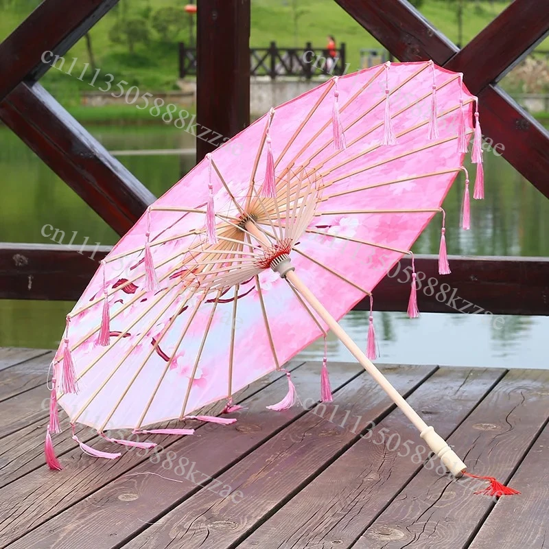 82CM Classical Oil Paper Umbrella with Tassel Chinese Japanese Ancient Style for Hanfu Cosplay El Principito Home Decor