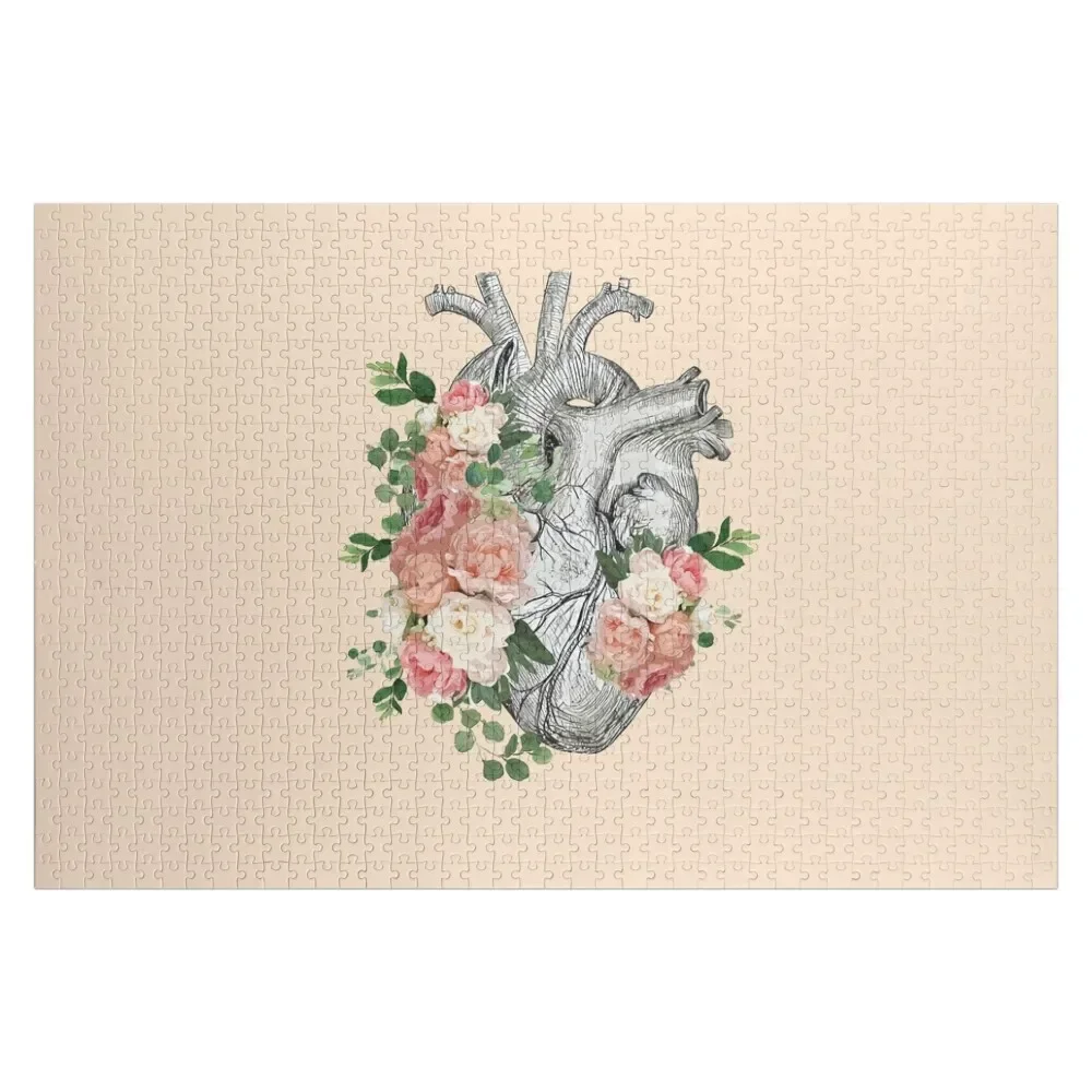 

Human heart and roses, anatomy illustration art, drawing of human heart with flowers Jigsaw Puzzle Wooden Adults Photo Puzzle