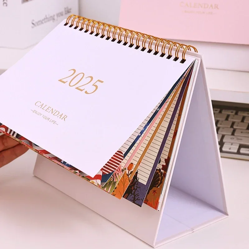 NEW Color Desk Calendar 2025 Desktop, All English Desktop Calendar Office Memo and Message Notebook Desk Stationery Agenda 2025