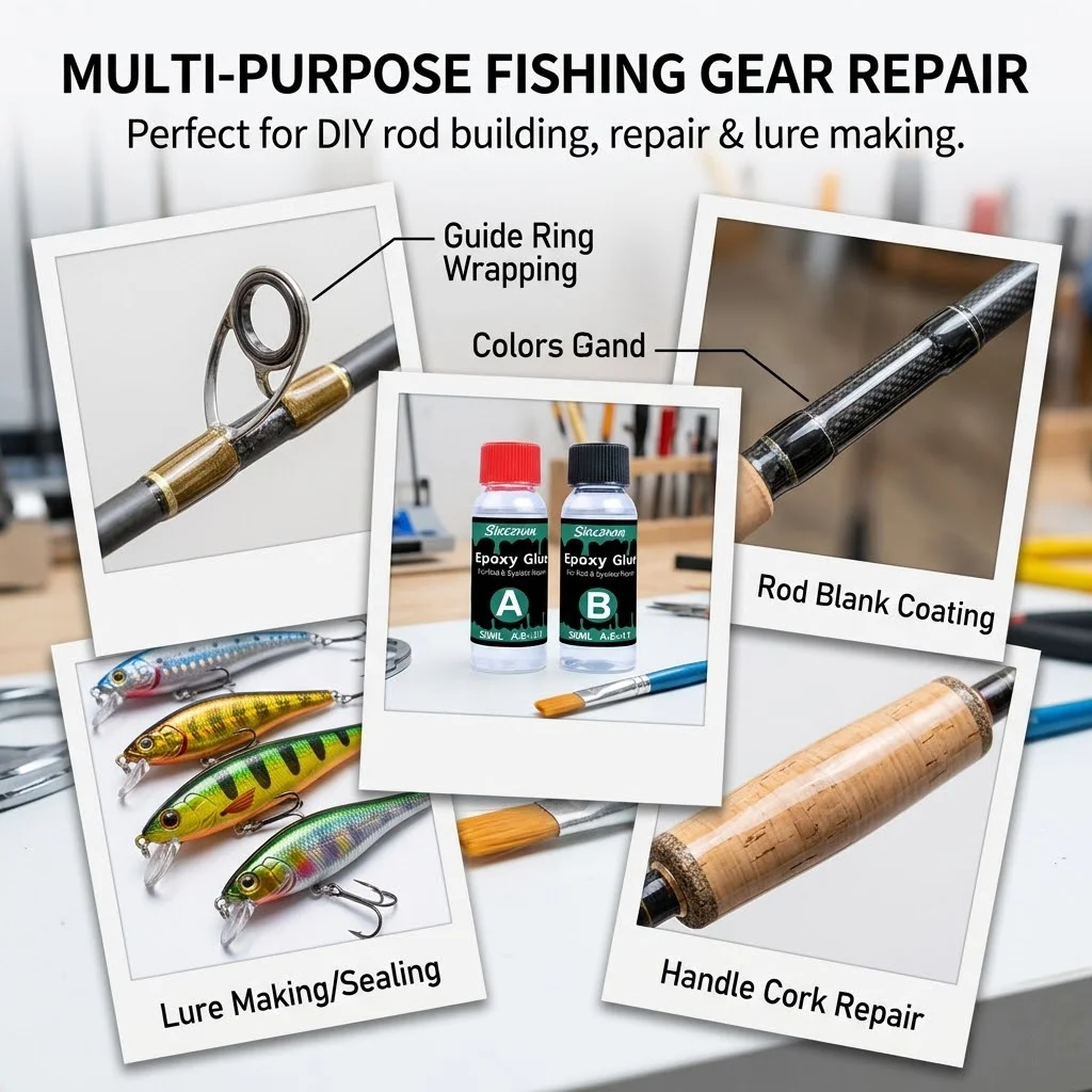 Clear 2-Part Fishing Rod Epoxy Repair Glue Kit, Waterproof A+B Adhesive for Rod Guides Tip Repairing, Strong Gap Filling Bond view 6