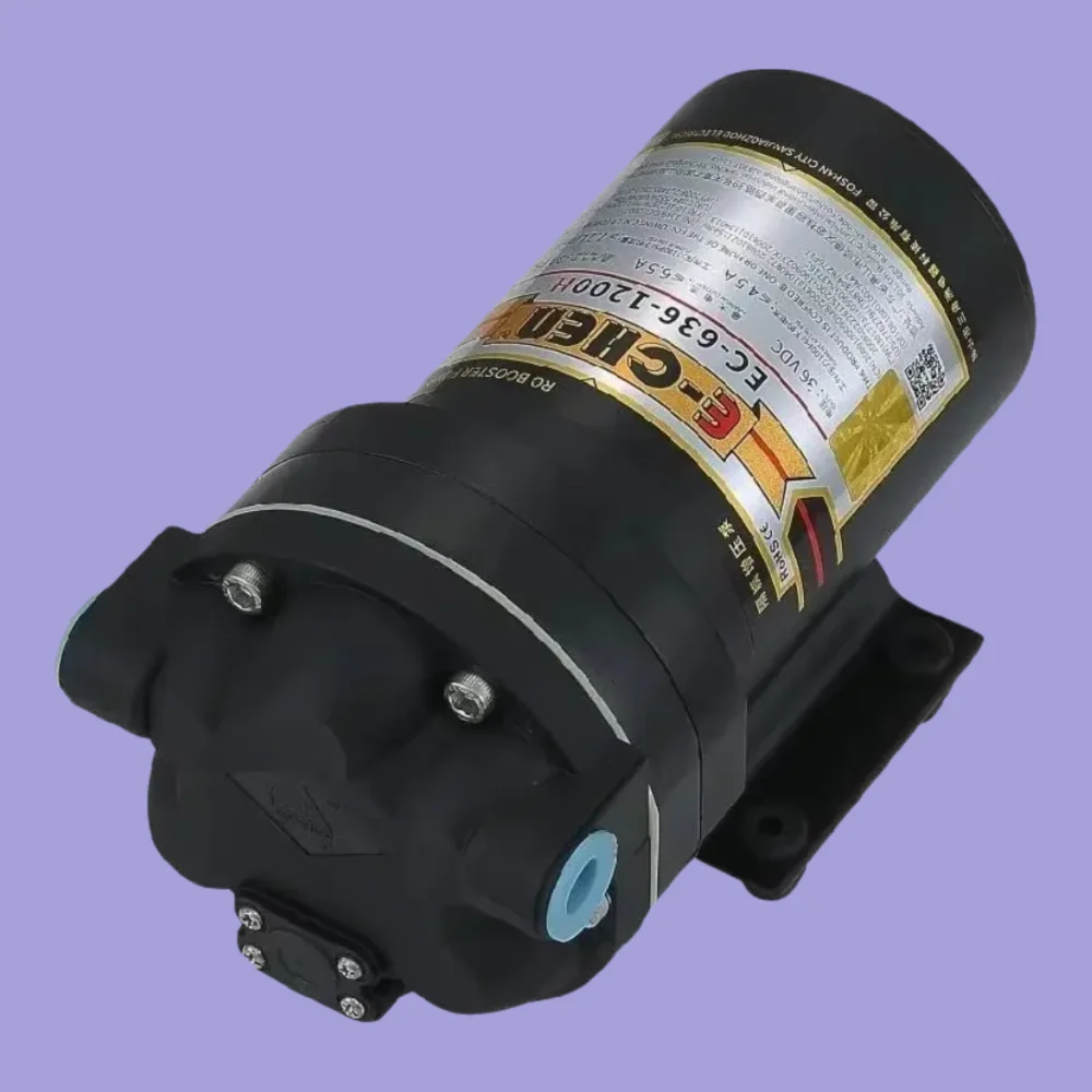 E-chen EC-636-1200H Diaphragm Pump 36V DC Electric RO Booster Pump 1200GPD flow ≥ 7L/Min at 100PSI for Reverse Osmosis System