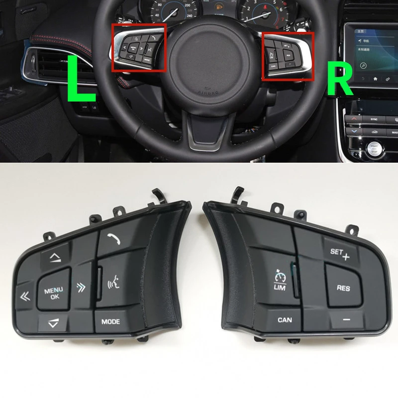 

For Jaguar XJ XF XE F-PACE Car Steering Wheel Speed Cruise Control Audio Volume Bluetooth Switch Adjust Button