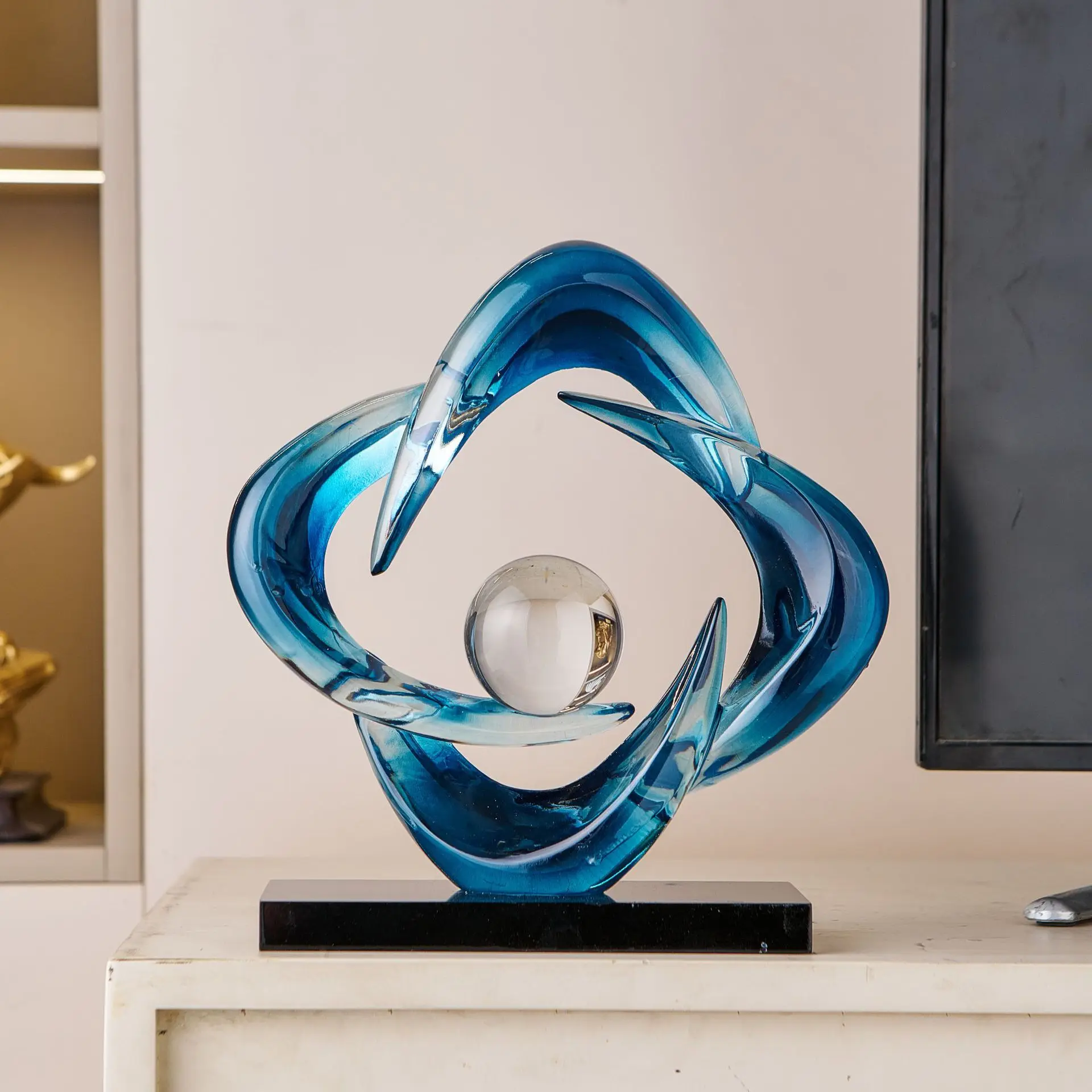 HYS Times Lucky Creative High-End Living Room Entryway Home Decor Exhibition Shelf Office Decorative Ornament Crafts