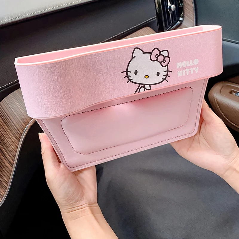 

1PC Kawaii Hello Kitty Car Seat Clip Organizer Lovely Cartoon Car Seat Storage Box Auto Decoration For Girl Women Gifts