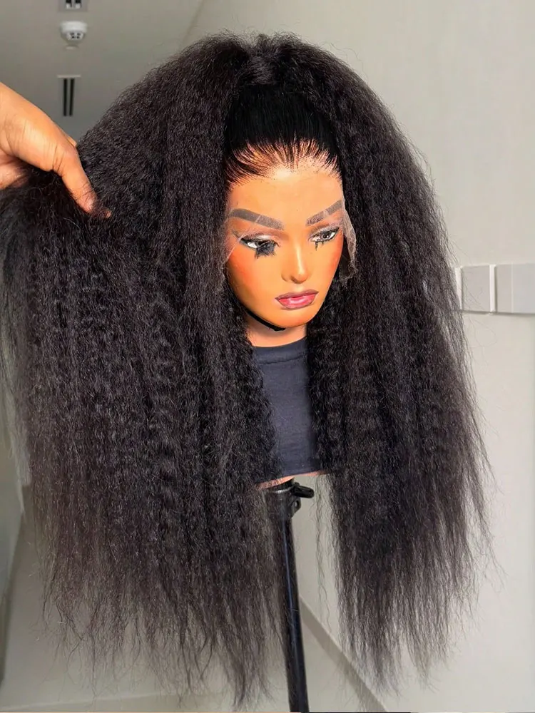 Parrucca anteriore in pizzo 13x4 diritta crespa Parrucche Glueless 5x5 Parrucca diritta Yaki diritta crespa per capelli umani per donna Densità 250%