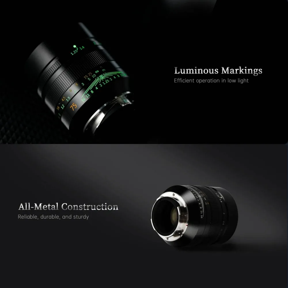 7Artisans 75mm F1.25 Mark II Large Aperture Camera Lens Smooth Bokeh For Leica M Series Cameras