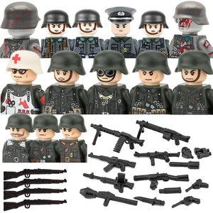 Figurines militaires de soldats de l’armée Blocs de construction Corps médical allemand Armes d’infanterie zombies Casque Mini briques pour enfants Jouets 10 meilleures ventes LEGO soldat allemand de la Seconde Guerre mondiale - No 7
