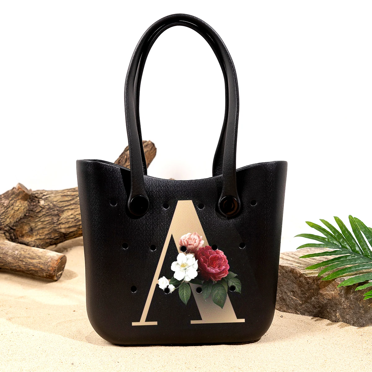 

Fashionable Flower Decorative Letter Printed Eva Bag, Large Capacity Open, Can Hold Books, Water Bottles and Cosmetics Tablets, Waterproof, Durable and Soft Beach Bags, Suitable for Daily Beach Outings, Travel and Vacation, Versatile for All Seasons