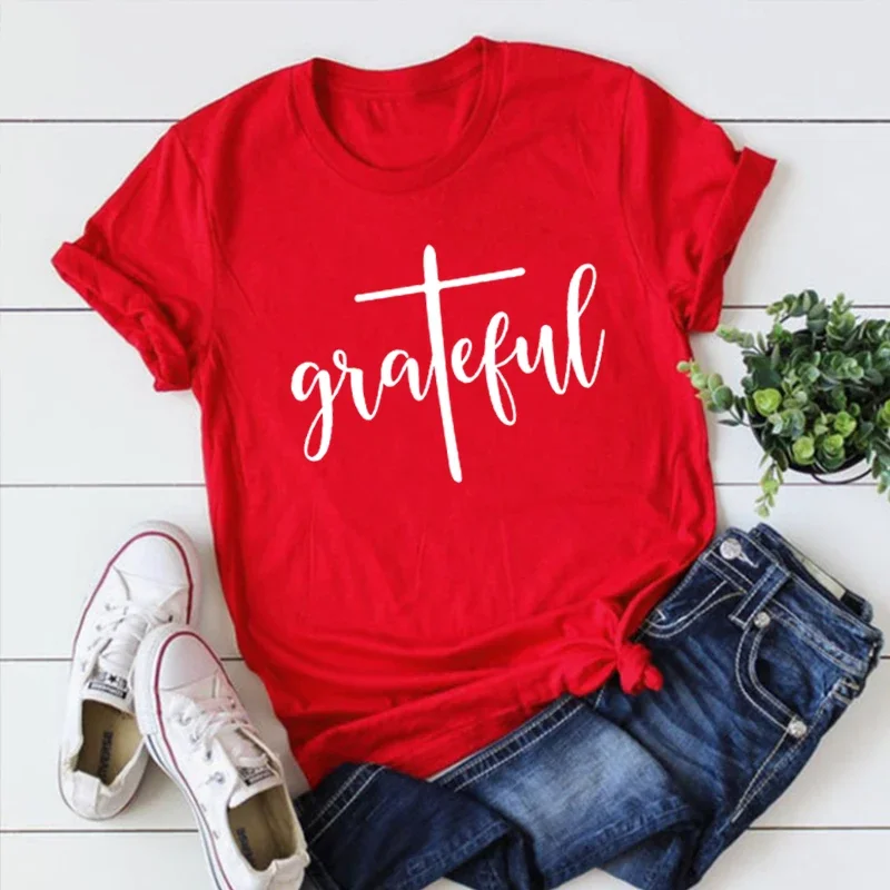 Grateful Shirt Christian Shirts Christian Shirt for Women Religious Clothing Jesus Tee Blessed Shirts Womens Grateful Tees