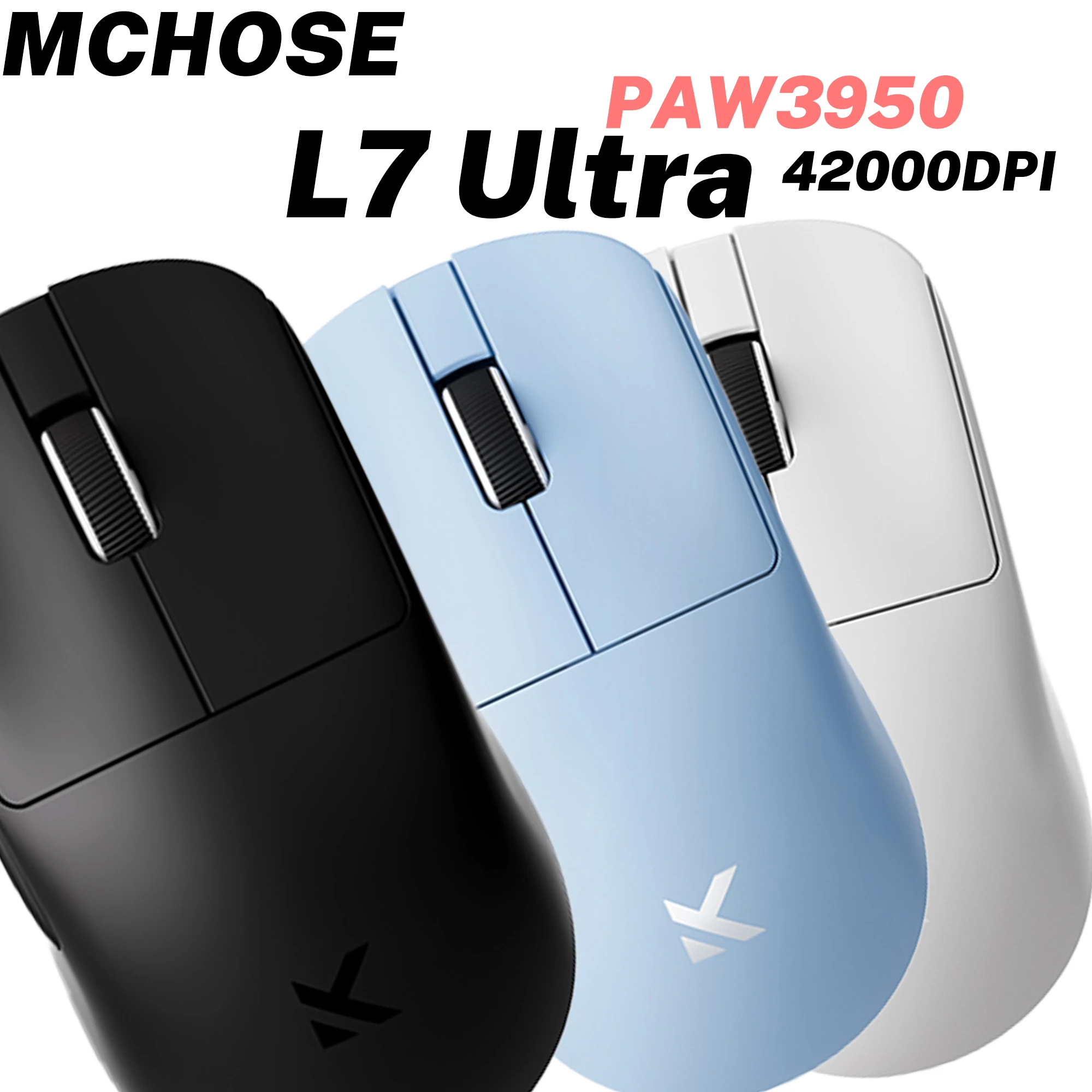 

MCHOSE L7 Ультра трехрежимная беспроводная игровая мышь PAW3950 Датчик 42000 точек на дюйм Двойной 8K опрокидывание 39 г Сверхлегкий вес