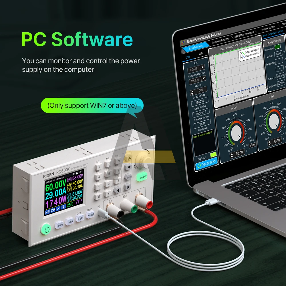 RD6030W 60V 30A USB WiFi DC DC adjustable Step Down Voltage Bench Power Supply Communication Voltage Stabilized Power Supply