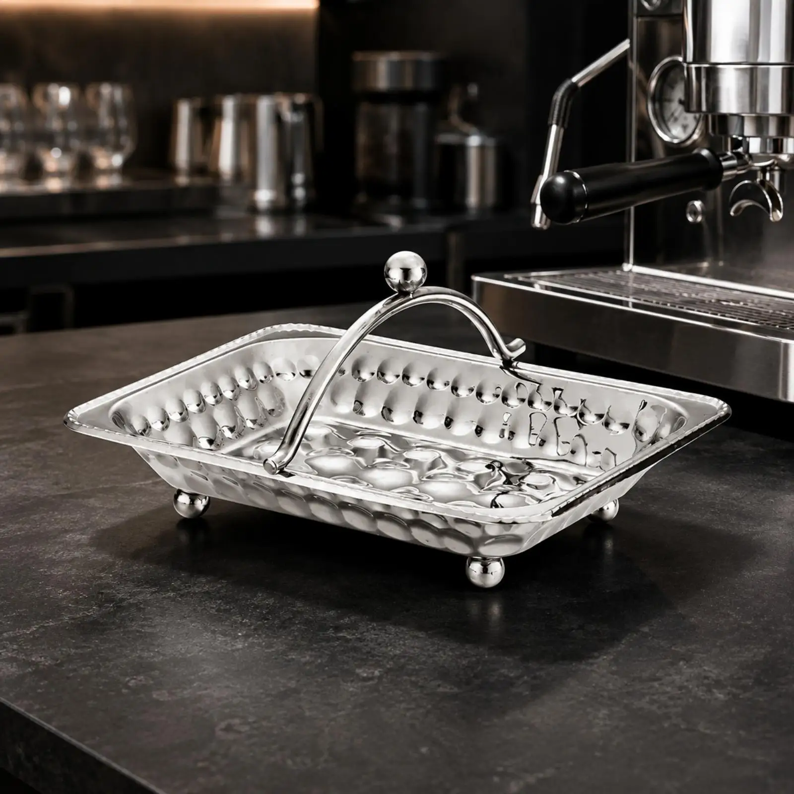Stainless Steel Towel Tray Food Safe Rectangular Tray with Carrying Handle Portable Long-Lasting for Countertop Organization