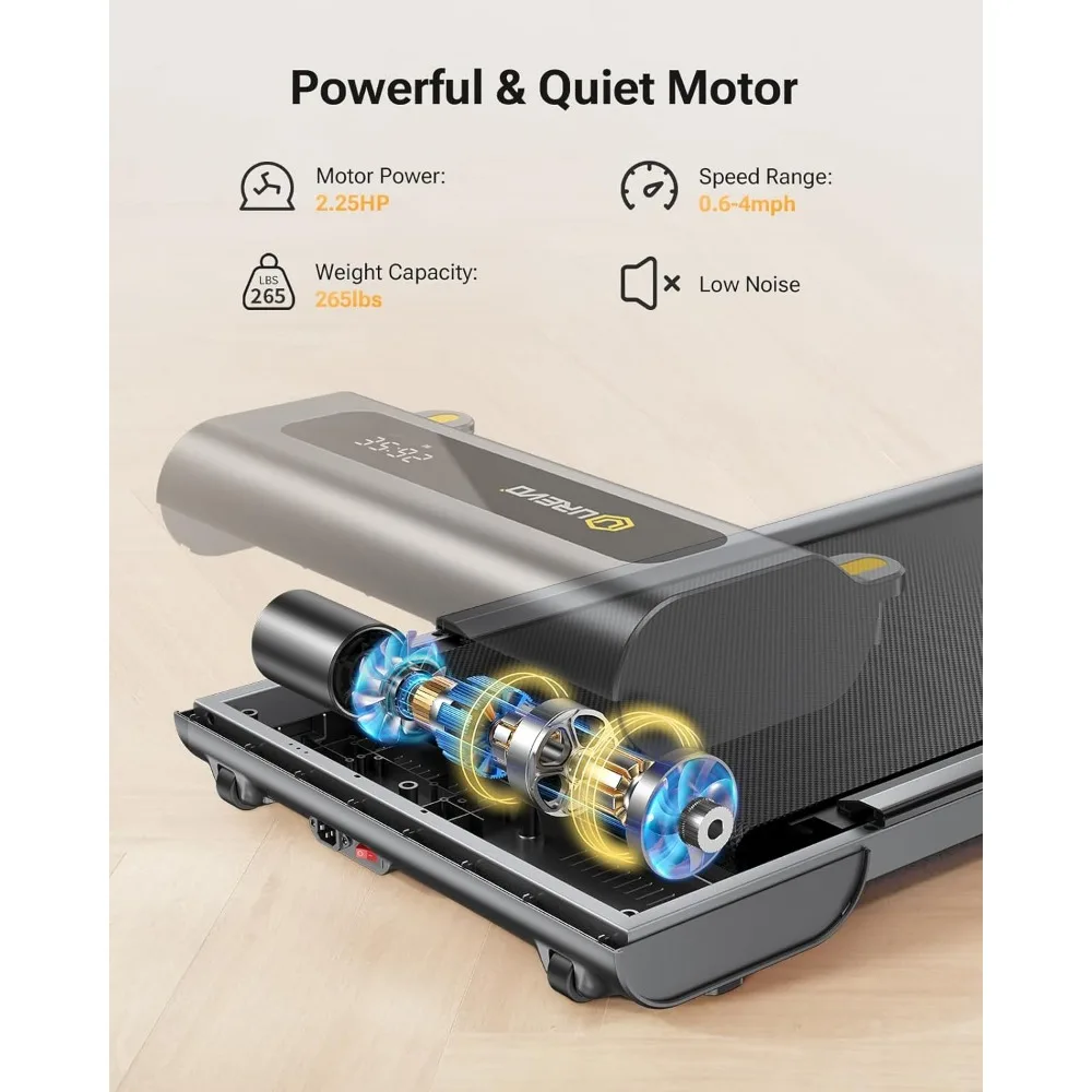 وسادة مشي للمكتب المنزلي - جهاز سير بحزام ركض كبير 16 وات × 41 لتر، جهاز تمرين محمول للمشي والركض