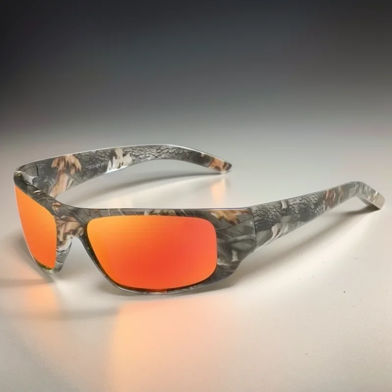 Men\'s Camouflage Polarized Sports Sunglasses: UV400 Protective Glasses  Wraparound Goggles Suitable for Driving and Fishing