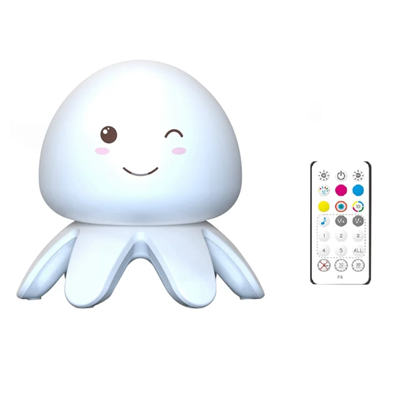 

Jellyfish Night Lamp with Remote Control Music Color Changing 1200MAh USB Rechargeable Silicone Bedside