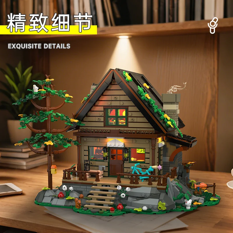 MOC Wald Hütte Holz Baum Haus Bausteine Set Garten Villa Hütte Architektur Idee Spielzeug Für Kinder Geburtstag Weihnachten Geschenke