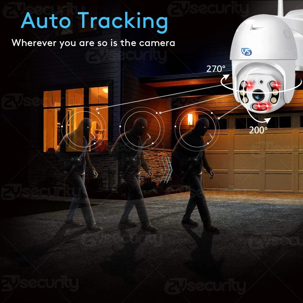 كاميرا PTZ WiFi تتبع تلقائي كاميرا IP الأمنية كشف الإنسان اللاسلكية في الهواء الطلق الأضواء اللون كاميرات المراقبة للرؤية الليلية