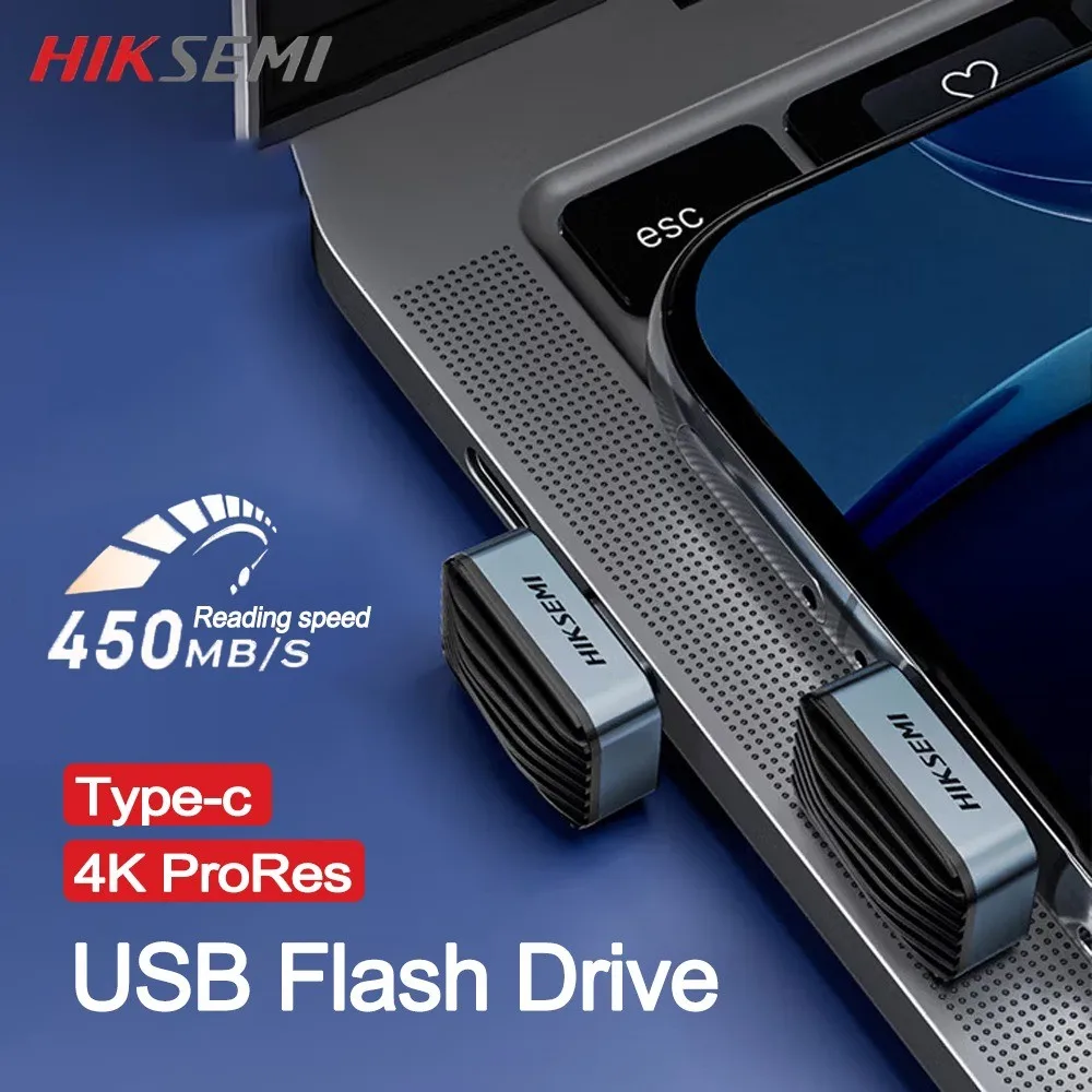 HIKSEMI Portable TYPE-C Flash Drive 64GB 128GB 256GB 512GB Car U Disk 450MB/S Flash Drive High Speed for iPhone 17/16 MateBook